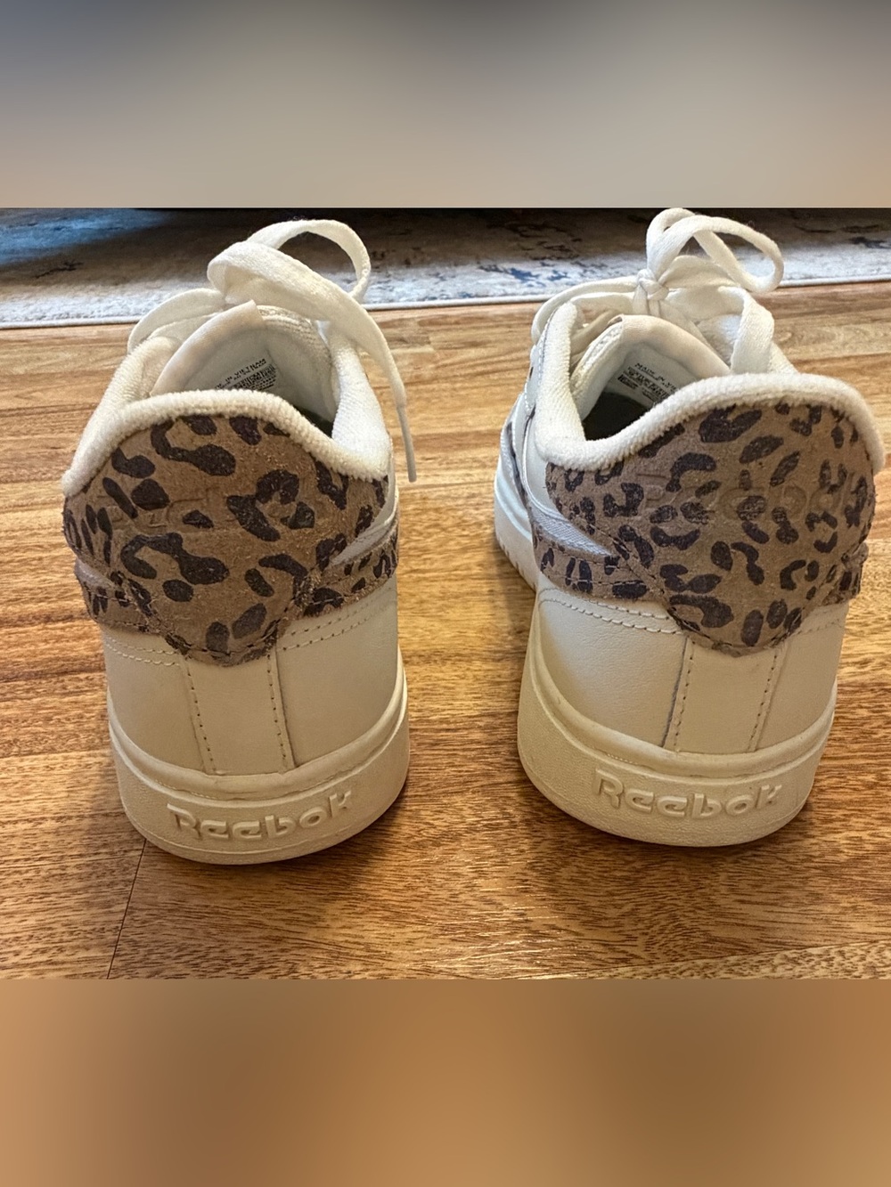 Reebok Women’s Cream/Leopard Accent Low-Top Sneakers - Picture 3 of 6